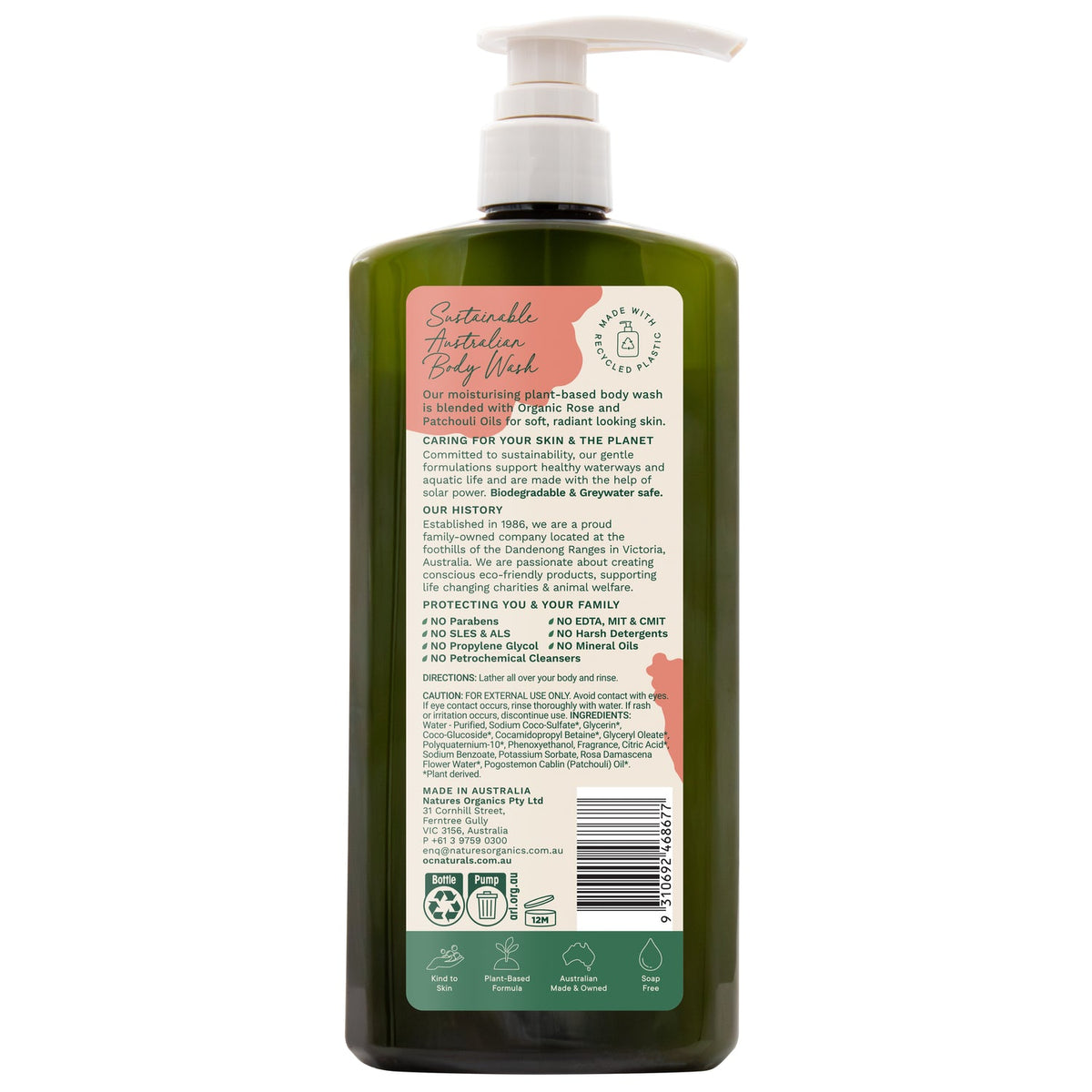 Moisturising Body Wash- Rose & Patchouli - 725ml