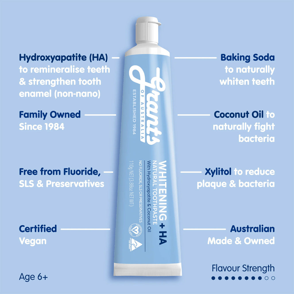 Whitening +HA Natural Toothpaste – Fluoride Free – 110g